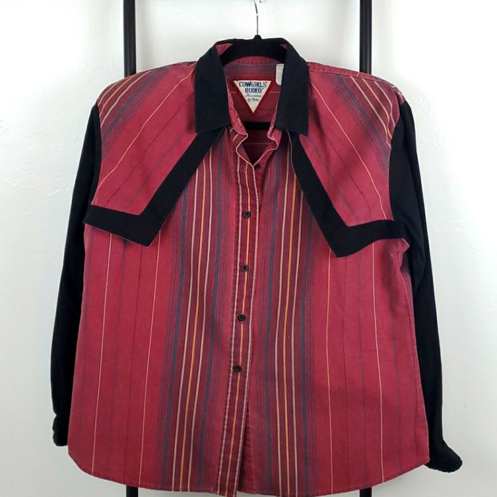 Vintage Cowgirls Rodeo by Roper top shirt buttons long sleeve women size L